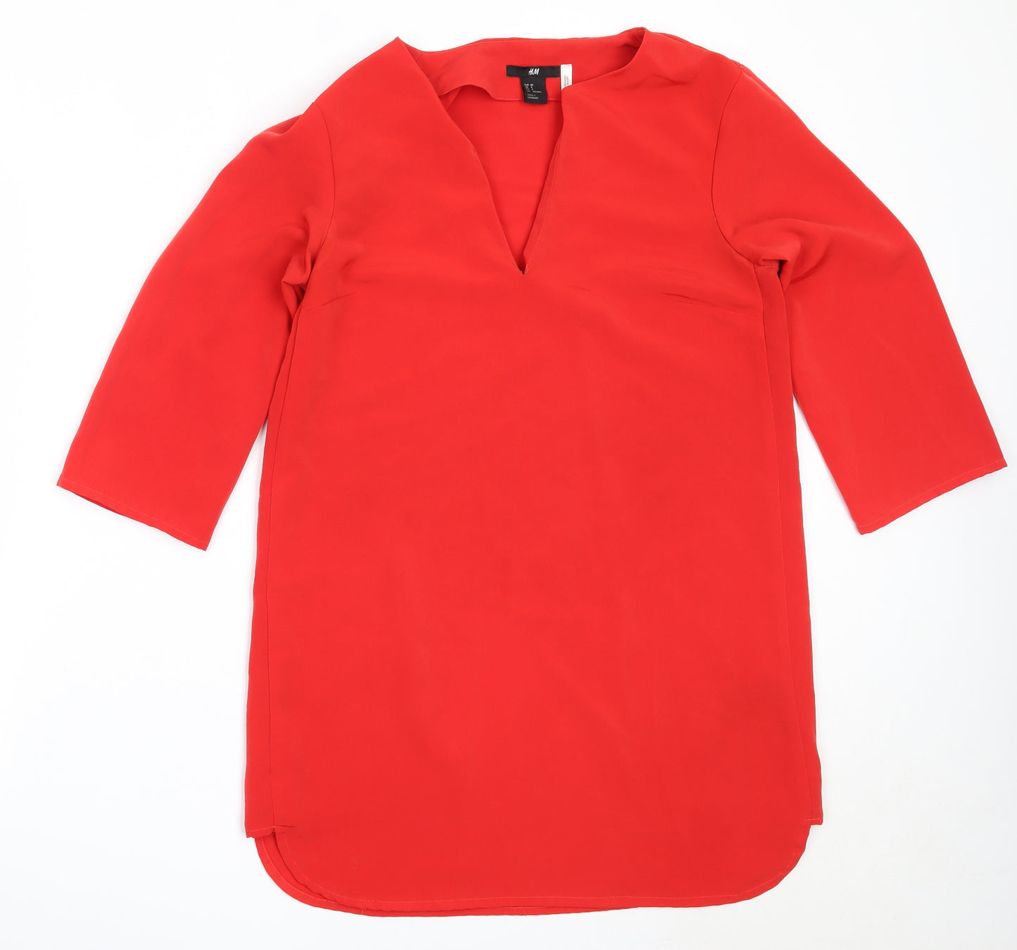 H&M Womens Red  Polyester Shift  Size 38  V-Neck
