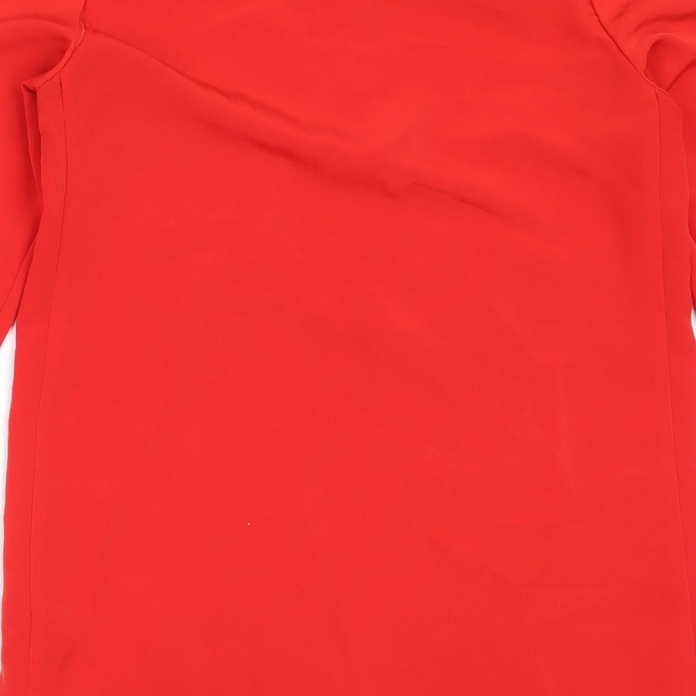 H&M Womens Red  Polyester Shift  Size 38  V-Neck
