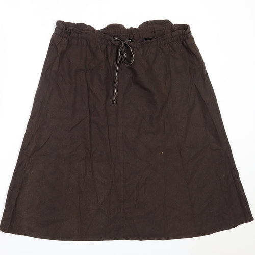 H&M Womens Brown  Linen Flare Skirt Size 46 in
