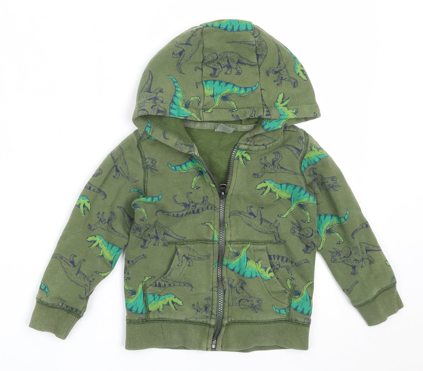 Carter's Boys Green  Cotton Full Zip Hoodie Size 3 Years   - dinosaur