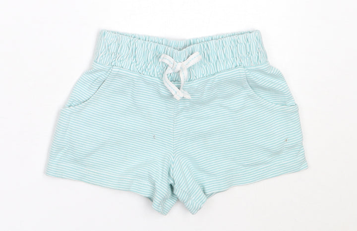 NEXT Girls Blue Striped Cotton Hot Pants Shorts Size 4 Years Regular