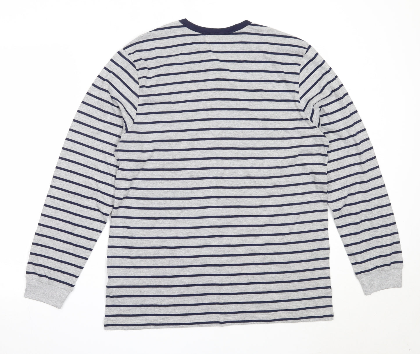 Dunnes Stores Mens Grey Striped Cotton  Pyjama Top Size M