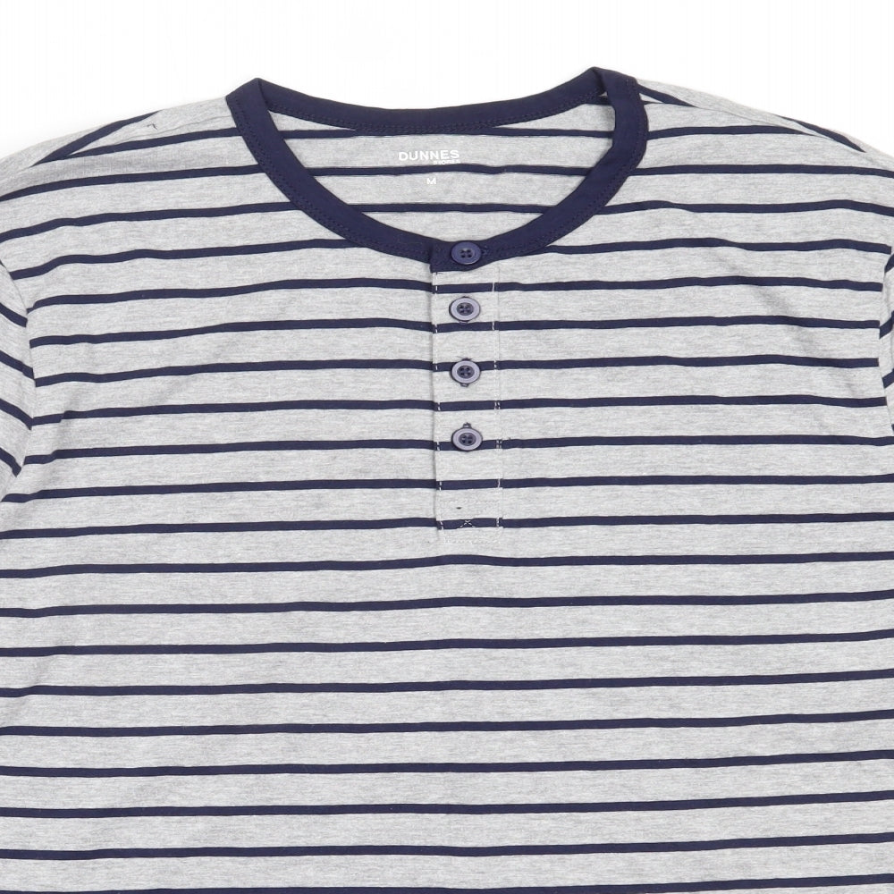Dunnes Stores Mens Grey Striped Cotton  Pyjama Top Size M