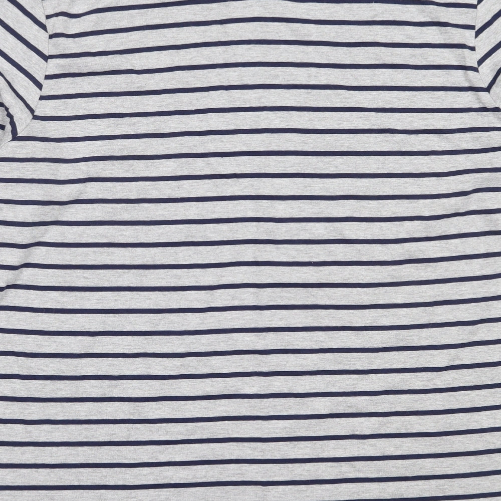 Dunnes Stores Mens Grey Striped Cotton  Pyjama Top Size M