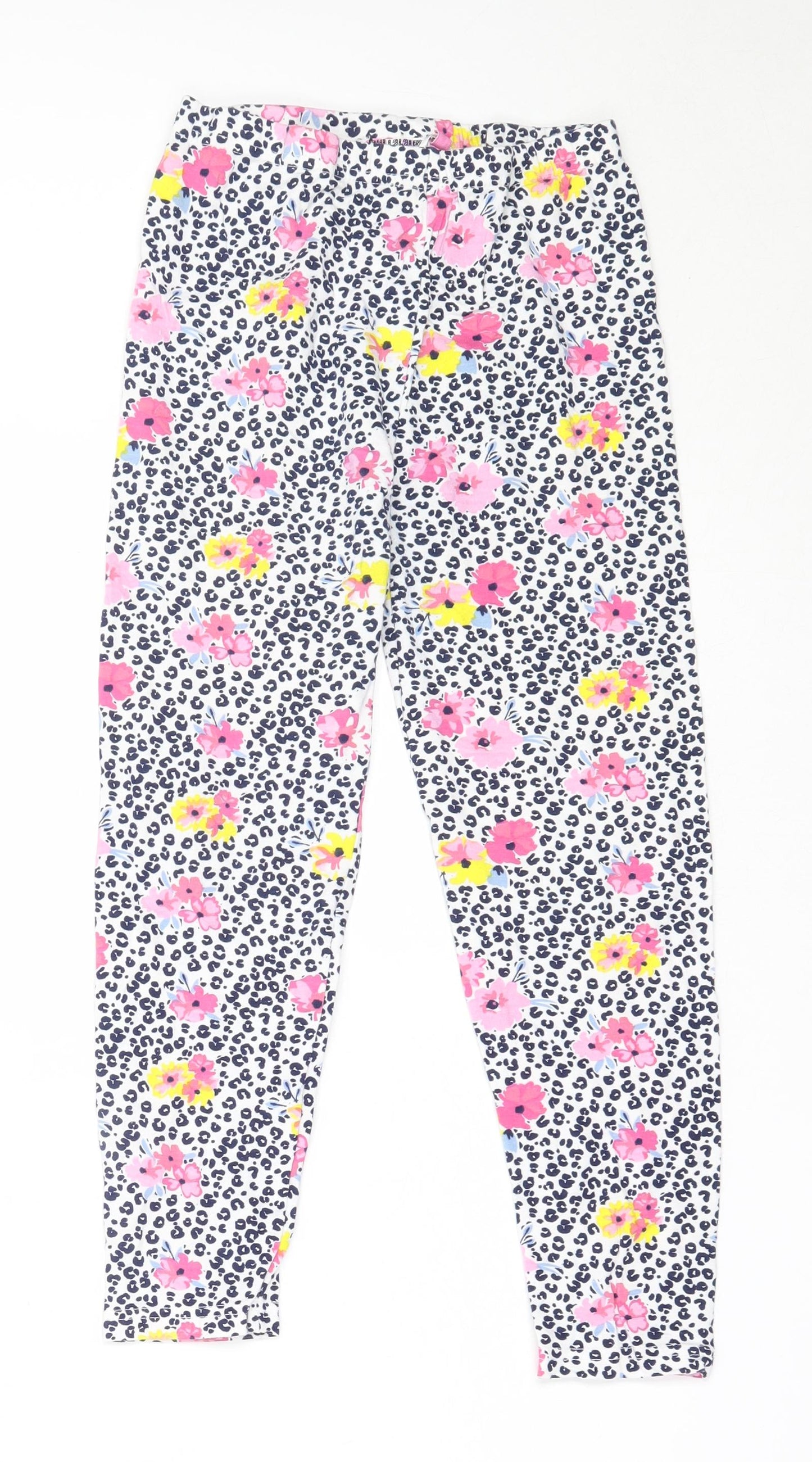 Hullabaloo Girls White Floral Cotton Capri Trousers Size 9-10 Years  Regular  - leggings