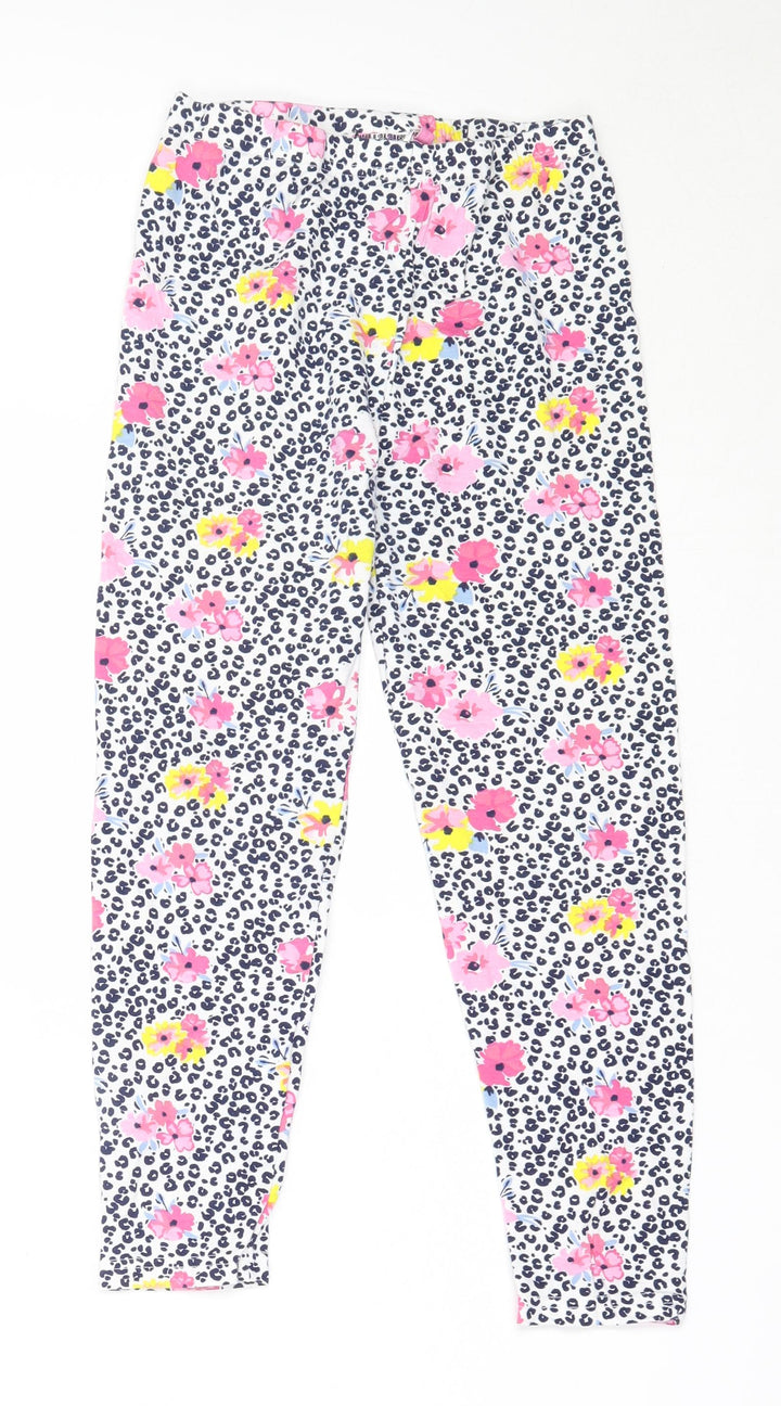 Hullabaloo Girls White Floral Cotton Capri Trousers Size 9-10 Years  Regular  - leggings
