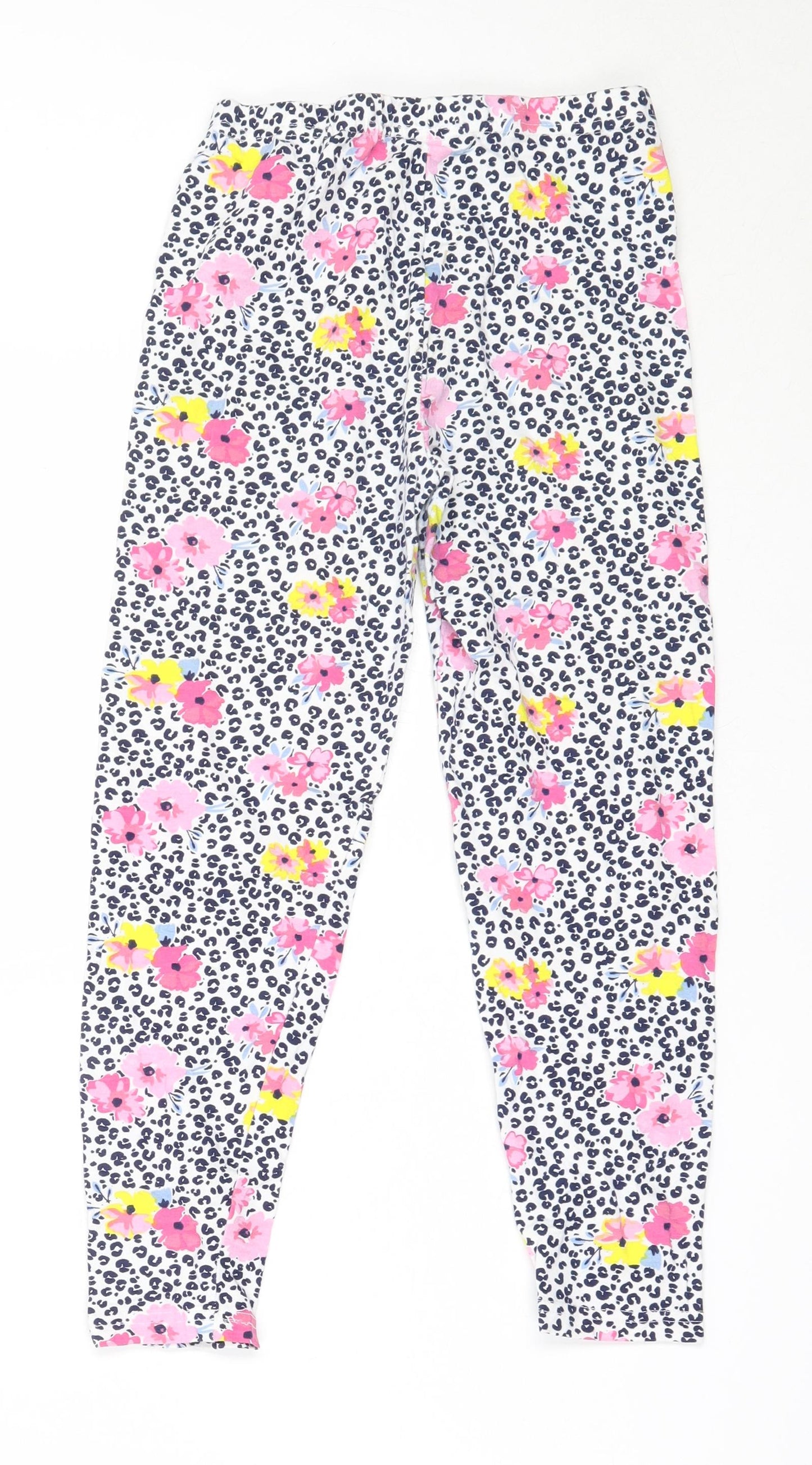 Hullabaloo Girls White Floral Cotton Capri Trousers Size 9-10 Years  Regular  - leggings