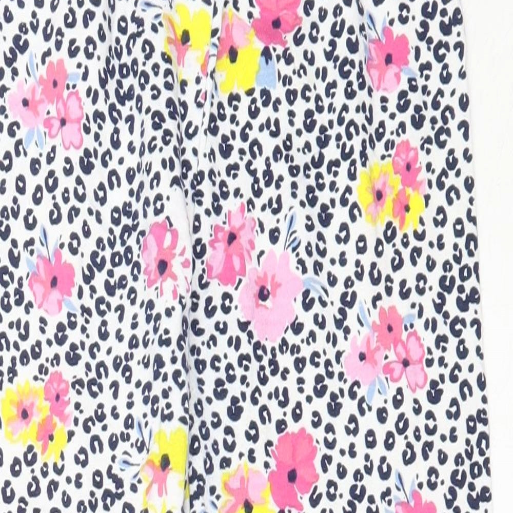 Hullabaloo Girls White Floral Cotton Capri Trousers Size 9-10 Years  Regular  - leggings