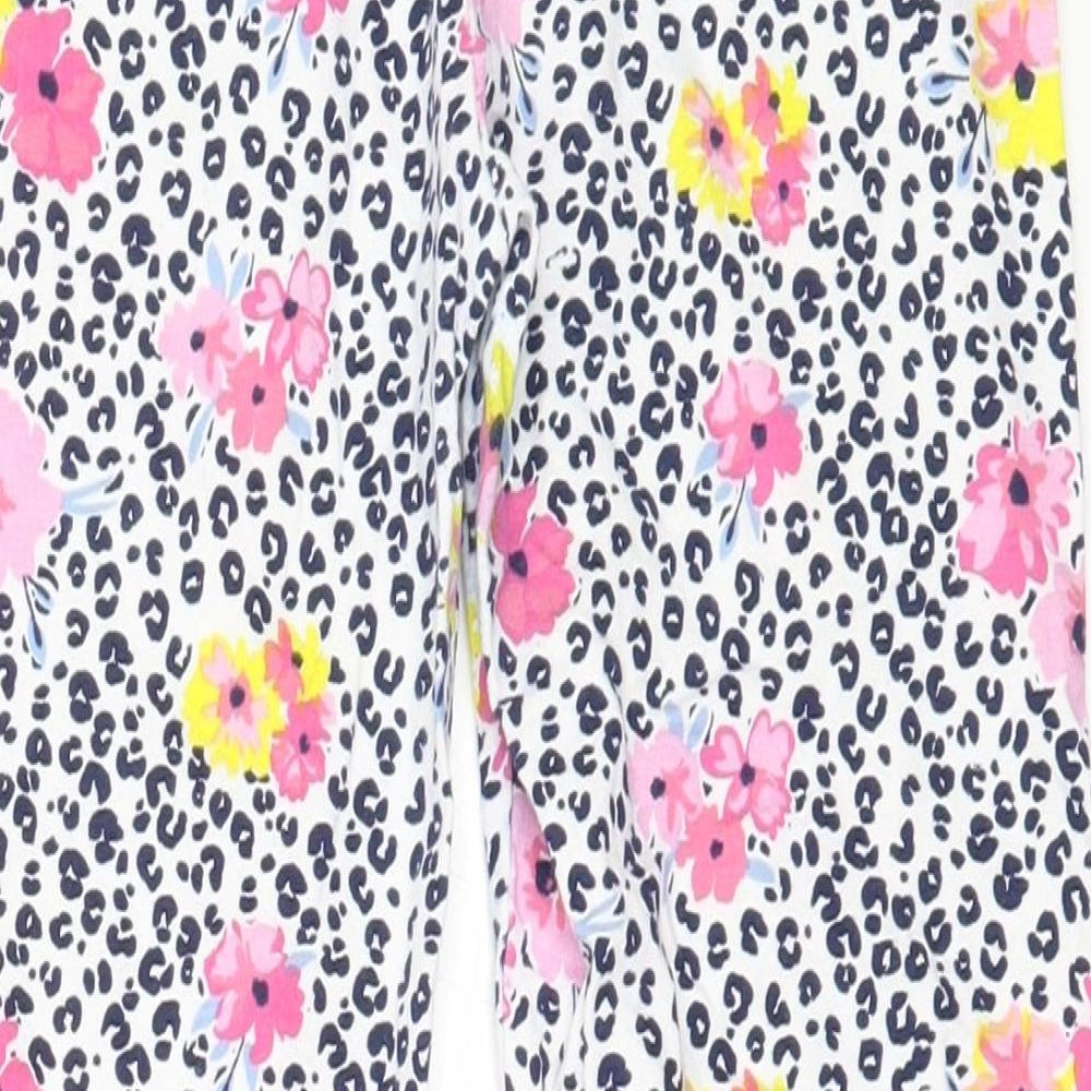 Hullabaloo Girls White Floral Cotton Capri Trousers Size 9-10 Years  Regular  - leggings