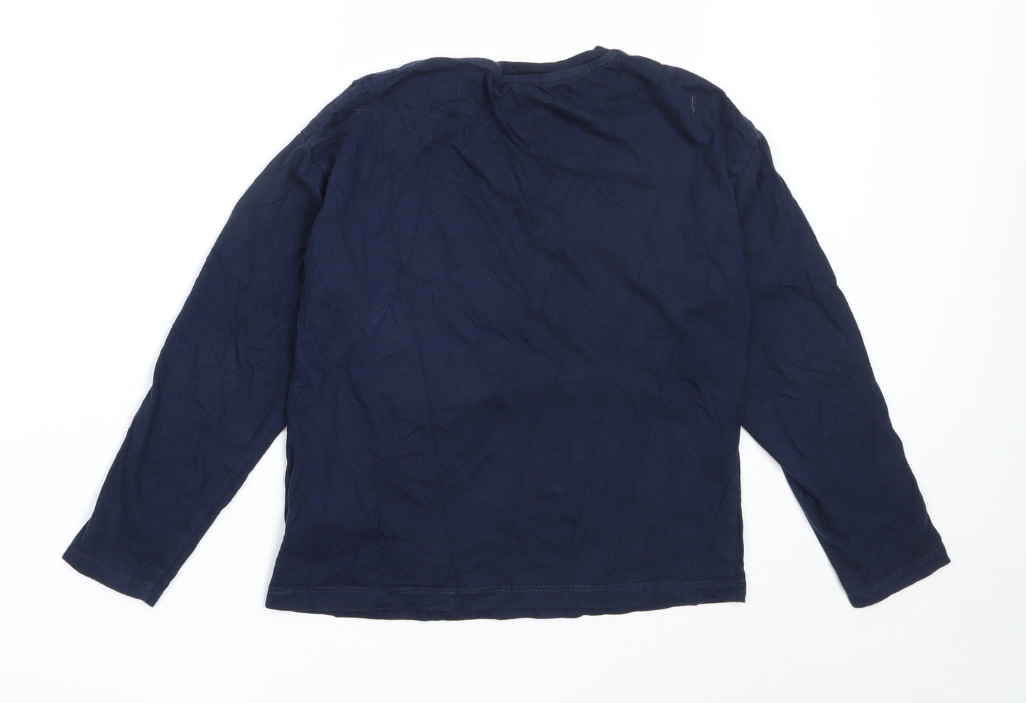 Marks and Spencer Girls Blue  Cotton Basic T-Shirt Size 9-10 Years Round Neck