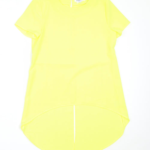 Glamorous Womens Yellow  Polyester Basic Blouse Size S Round Neck