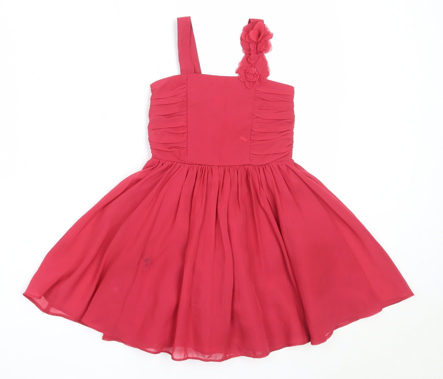 Blue Zoo Girls Red  Polyester Fit & Flare  Size 4 Years  Square Neck