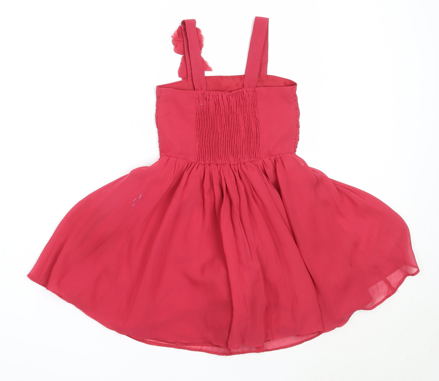 Blue Zoo Girls Red  Polyester Fit & Flare  Size 4 Years  Square Neck