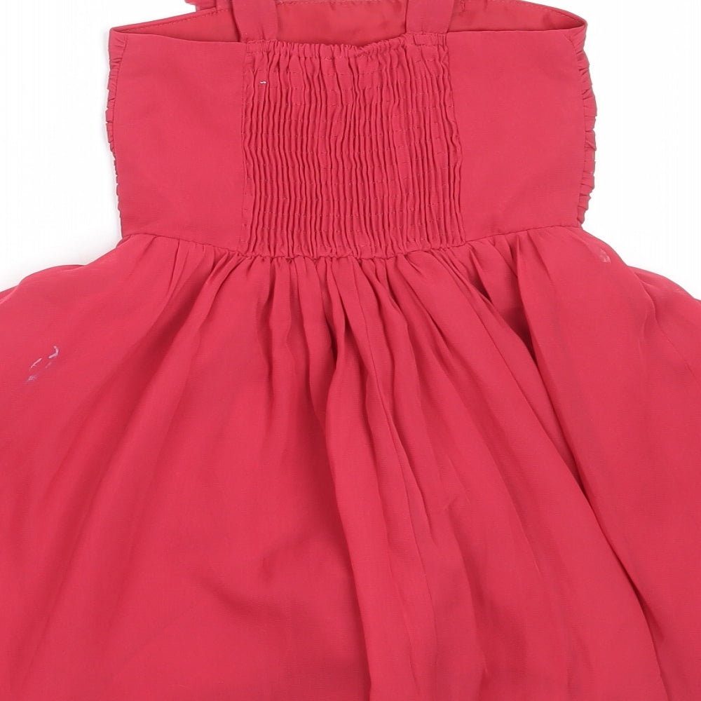 Blue Zoo Girls Red  Polyester Fit & Flare  Size 4 Years  Square Neck