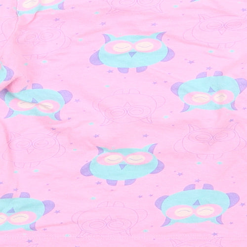 F&F Girls Pink Solid Cotton Top Pyjama Top Size 3-4 Years   - owl