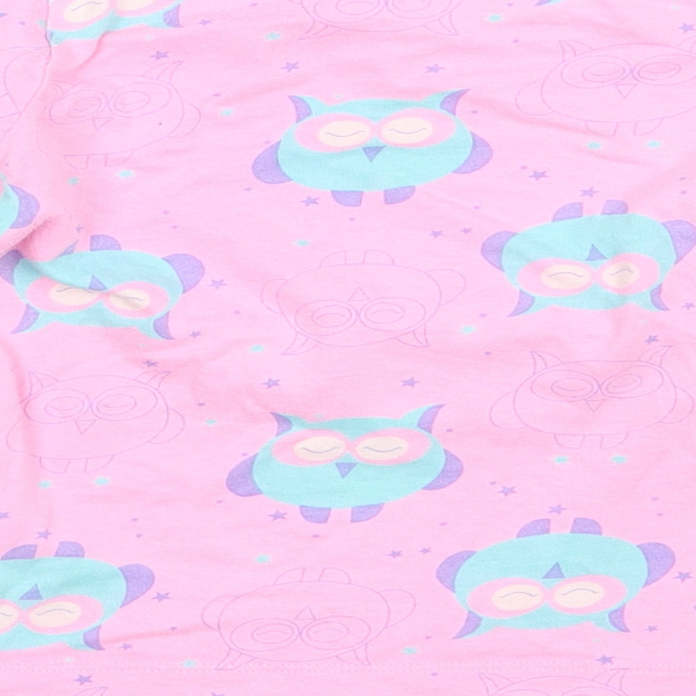 F&F Girls Pink Solid Cotton Top Pyjama Top Size 3-4 Years   - owl