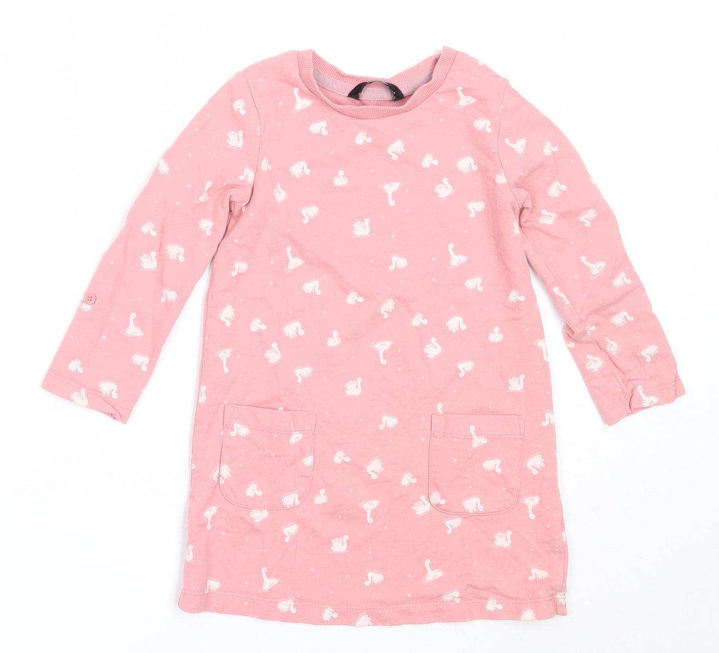 George Girls Pink  Cotton T-Shirt Dress  Size 3-4 Years  Round Neck