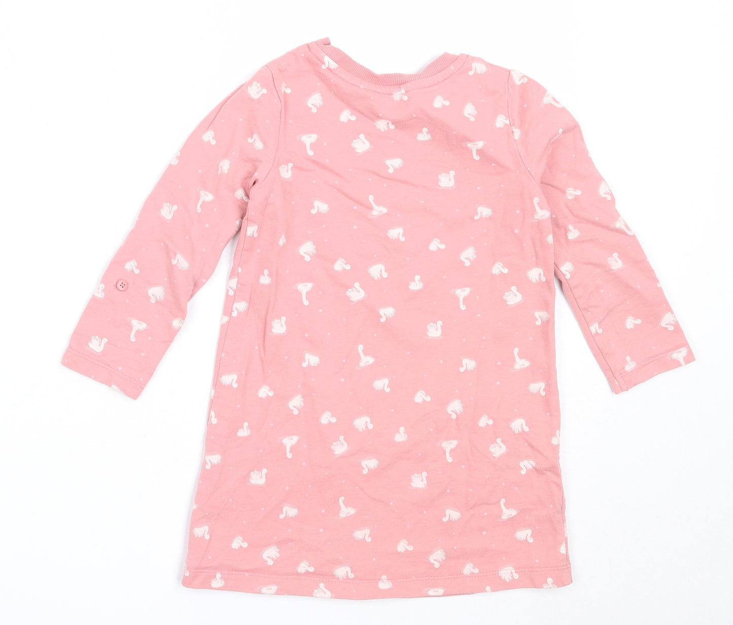 George Girls Pink  Cotton T-Shirt Dress  Size 3-4 Years  Round Neck