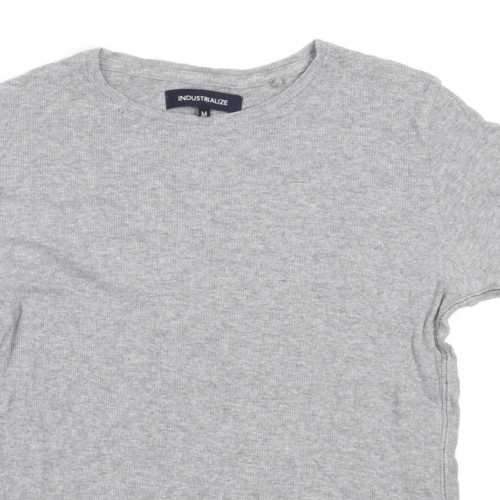 Industrialize Womens Grey  Polyester Basic T-Shirt Size M Round Neck