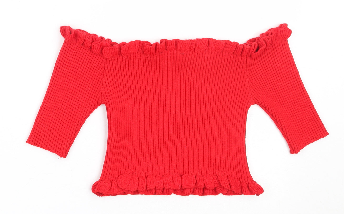 New Look Womens Red Square Neck  Acrylic Pullover Jumper Size M