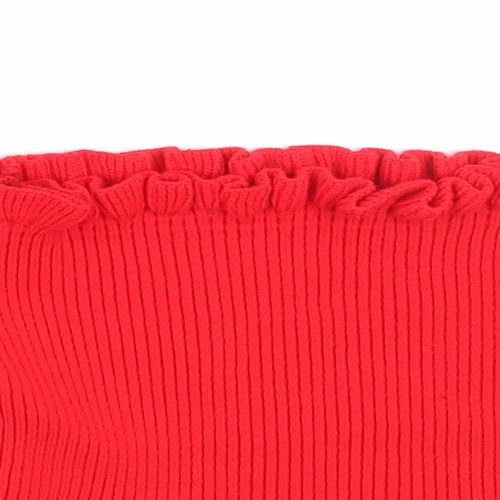 New Look Womens Red Square Neck  Acrylic Pullover Jumper Size M