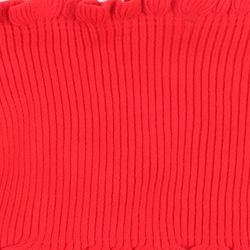 New Look Womens Red Square Neck  Acrylic Pullover Jumper Size M
