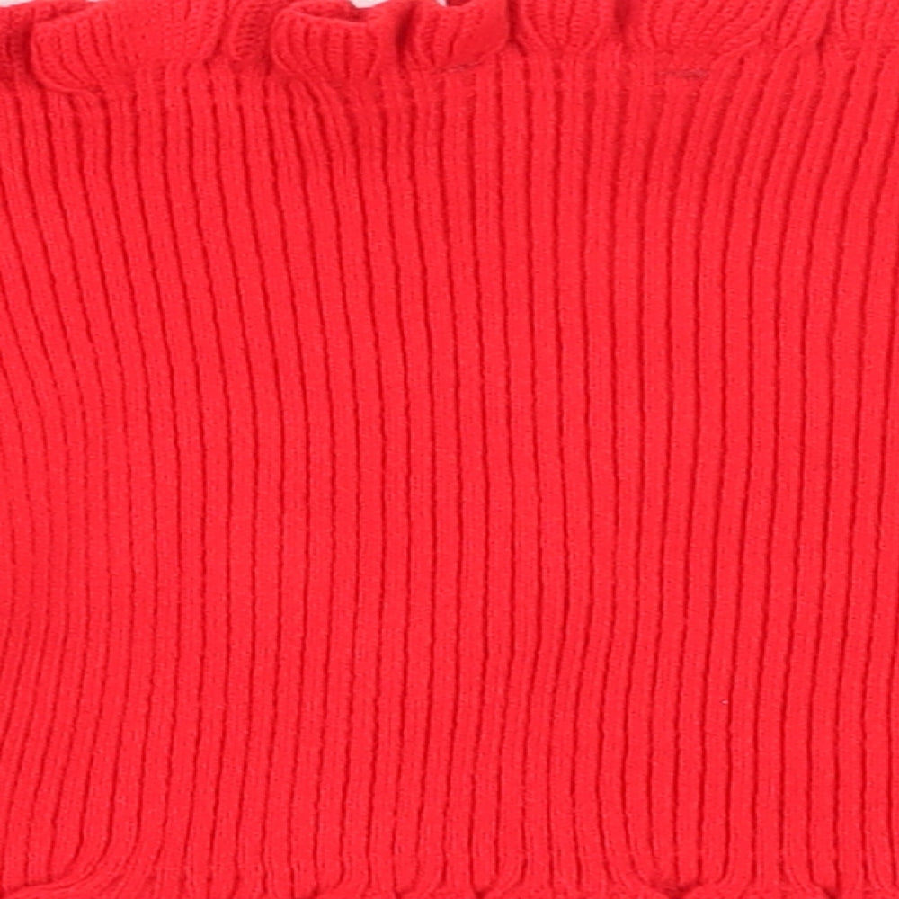 New Look Womens Red Square Neck  Acrylic Pullover Jumper Size M