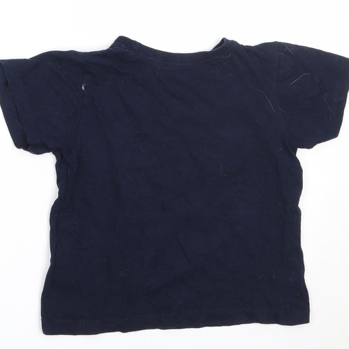 B&M Boys Blue  Cotton Basic T-Shirt Size 6-7 Years Round Neck  - shark