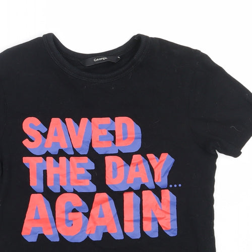 George Boys Black  Cotton Basic T-Shirt Size 5-6 Years Round Neck