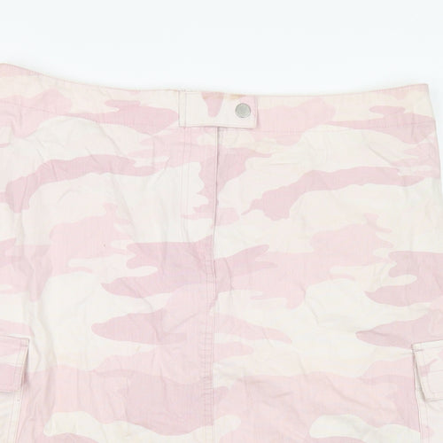 NEXT Womens Pink Camouflage Cotton Cargo Skirt Size 16   Snap
