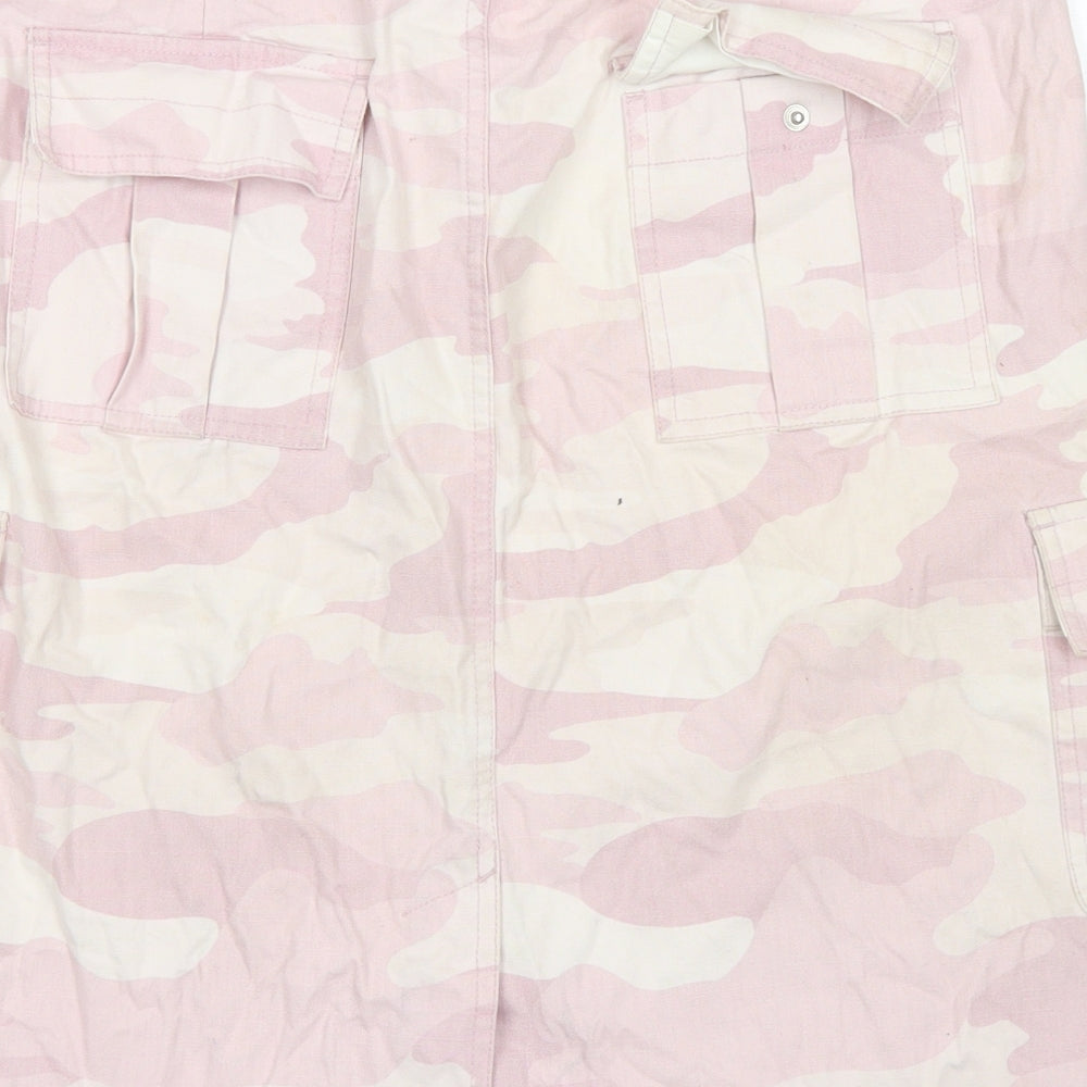 NEXT Womens Pink Camouflage Cotton Cargo Skirt Size 16   Snap