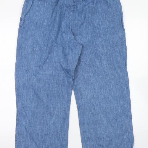 Being Casual Womens Blue  Cotton Wide-Leg Jeans Size 16 L26 in Regular Drawstring