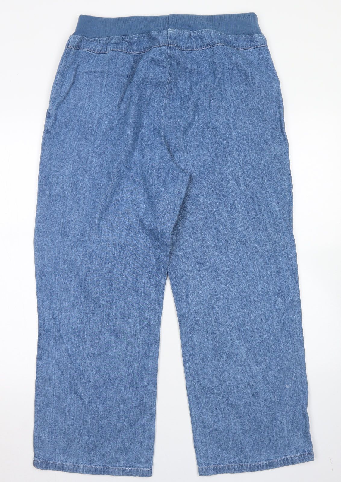 Being Casual Womens Blue  Cotton Wide-Leg Jeans Size 16 L26 in Regular Drawstring