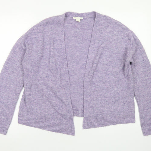 H&M Womens Purple Crew Neck  Acrylic Cardigan Jumper Size XS