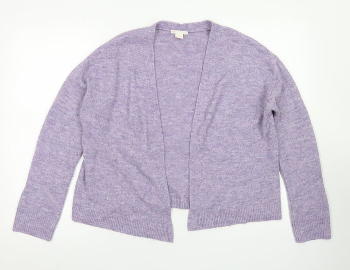 H&M Womens Purple Crew Neck  Acrylic Cardigan Jumper Size XS