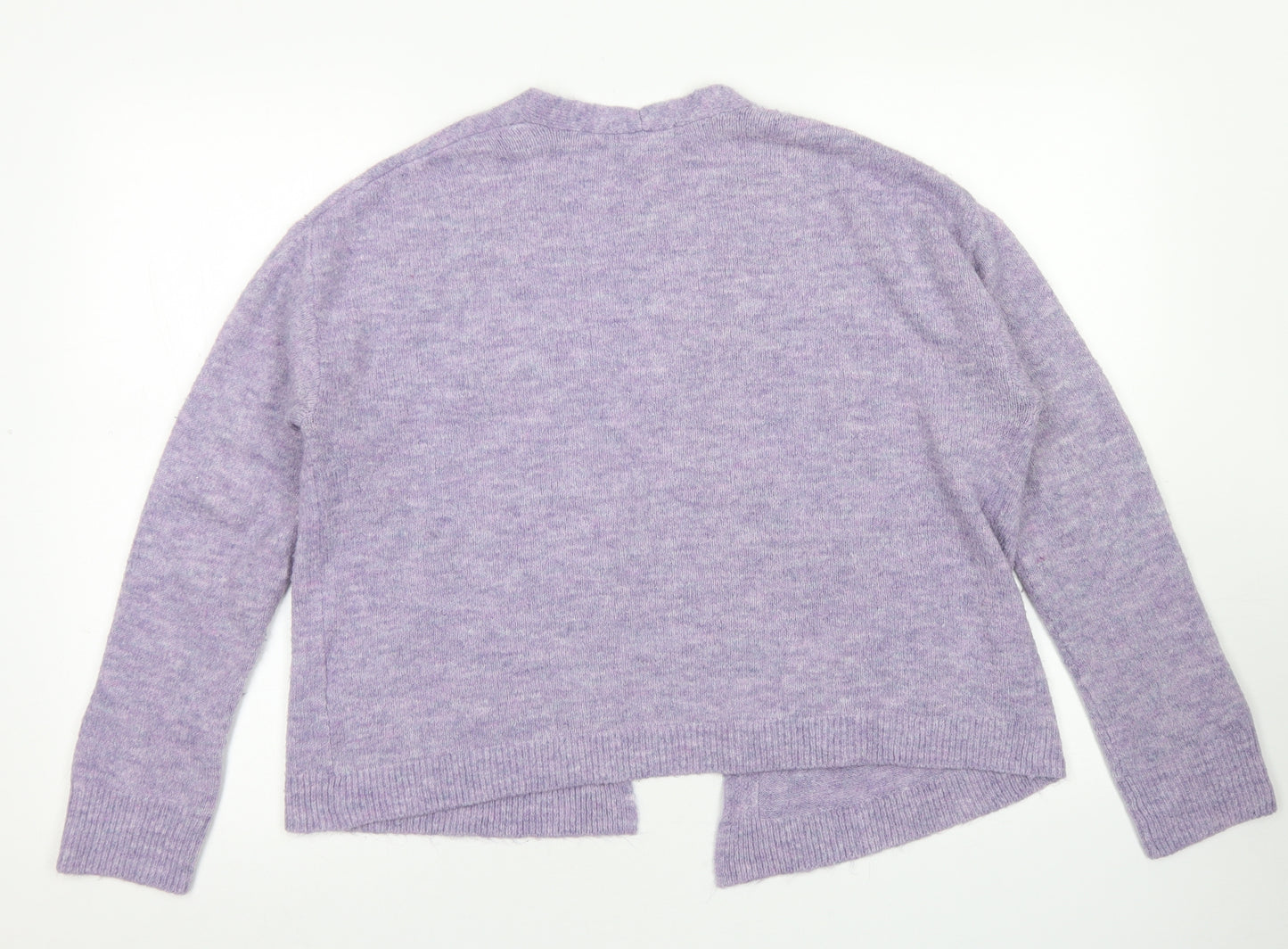 H&M Womens Purple Crew Neck  Acrylic Cardigan Jumper Size XS