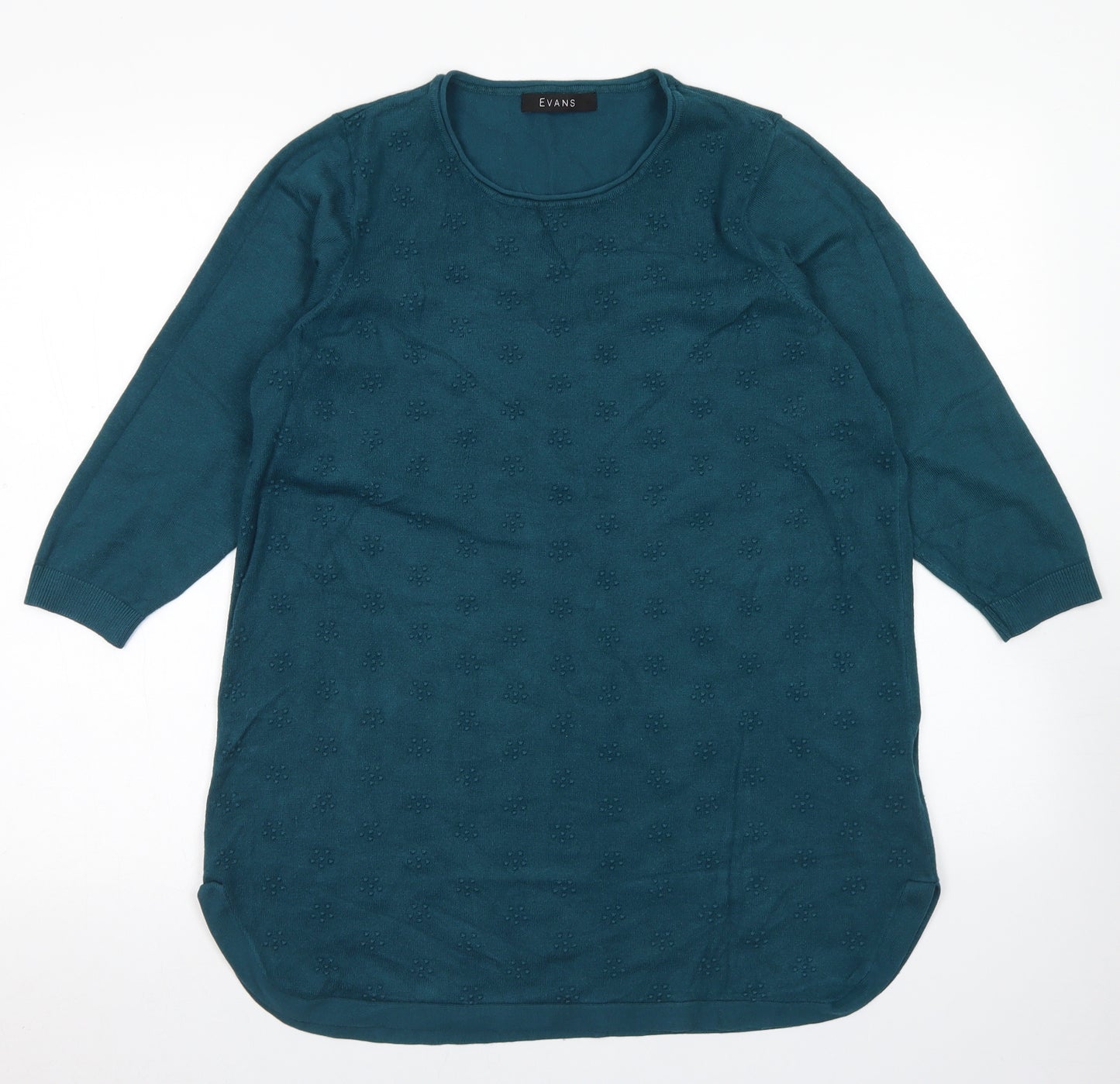 Evans Womens Green Crew Neck  Viscose Pullover Jumper Size 18