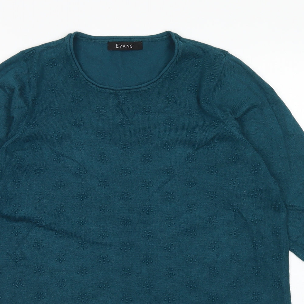 Evans Womens Green Crew Neck  Viscose Pullover Jumper Size 18