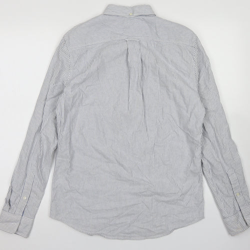 NEXT Mens Blue Striped Cotton  Button-Up Size S Collared Button