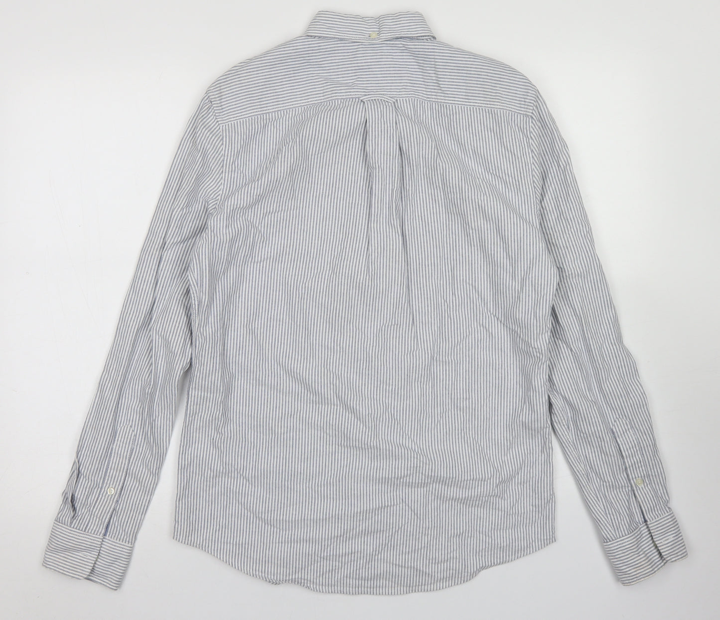 NEXT Mens Blue Striped Cotton  Button-Up Size S Collared Button