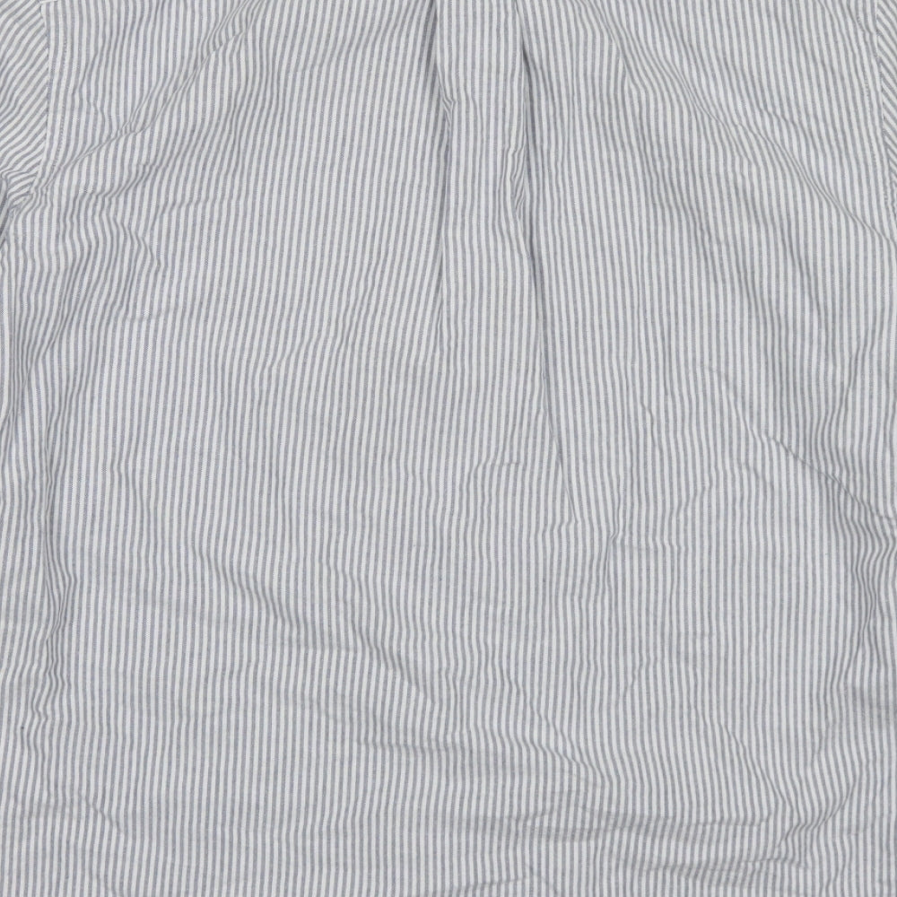 NEXT Mens Blue Striped Cotton  Button-Up Size S Collared Button