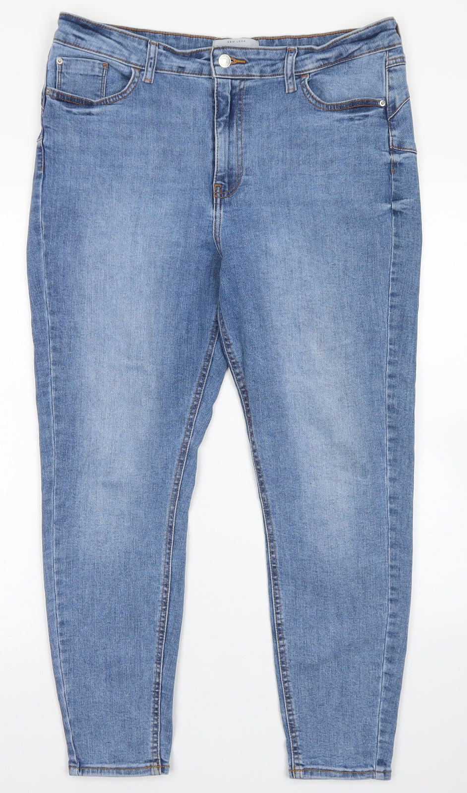 New Look Womens Blue  Cotton Skinny Jeans Size 16 L26 in Regular Button - Lift & Shape