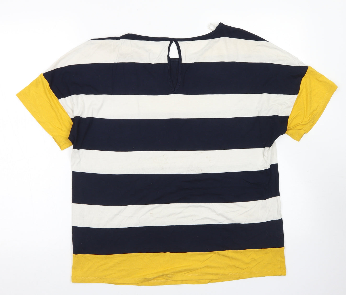 F&F Womens Blue Striped Viscose Basic Blouse Size 14 Round Neck