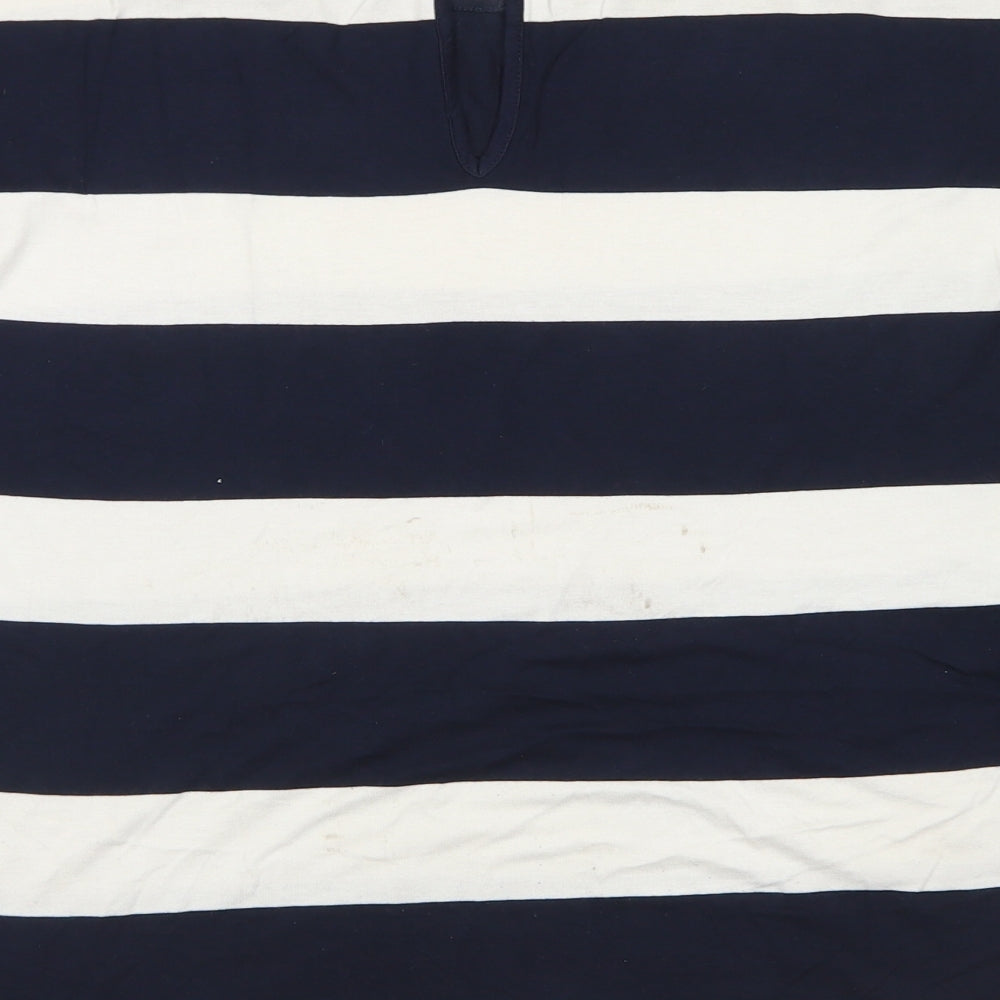 F&F Womens Blue Striped Viscose Basic Blouse Size 14 Round Neck