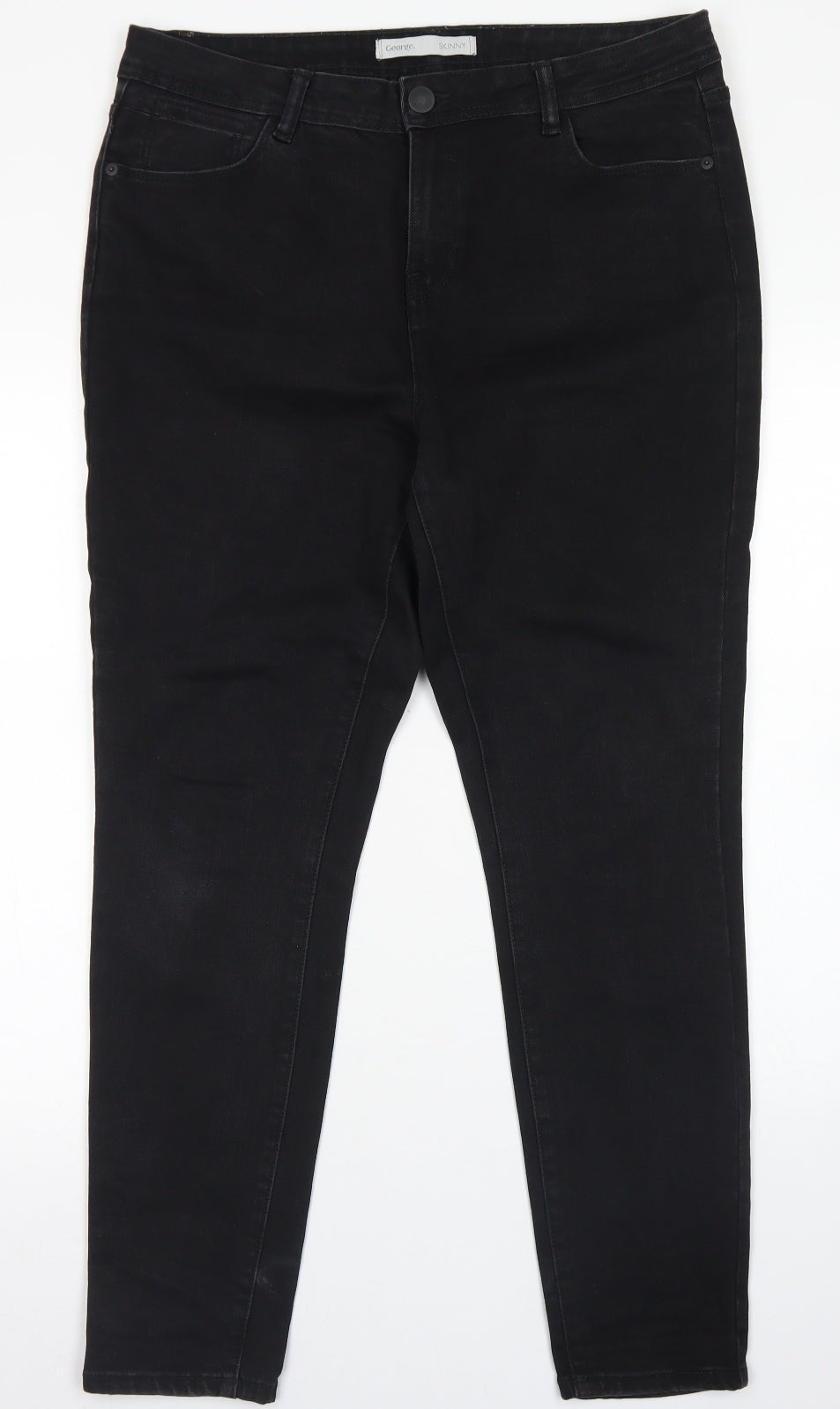 George Womens Black  Cotton Skinny Jeans Size 16 L28 in Regular Button