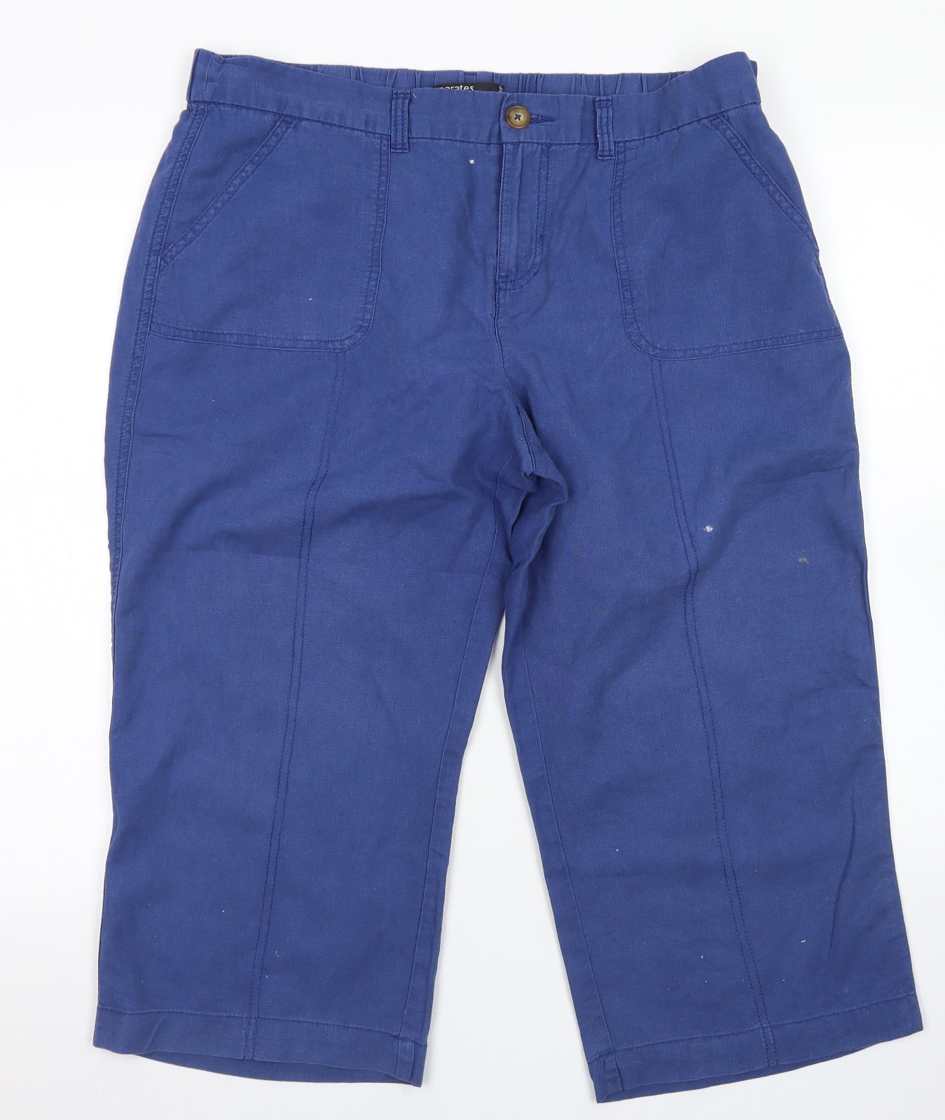 Dunnes Stores Womens Black  Linen Pedal Pusher Trousers Size 16 L21 in Regular