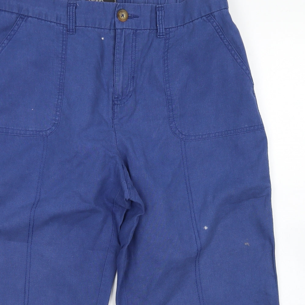 Dunnes Stores Womens Black  Linen Pedal Pusher Trousers Size 16 L21 in Regular