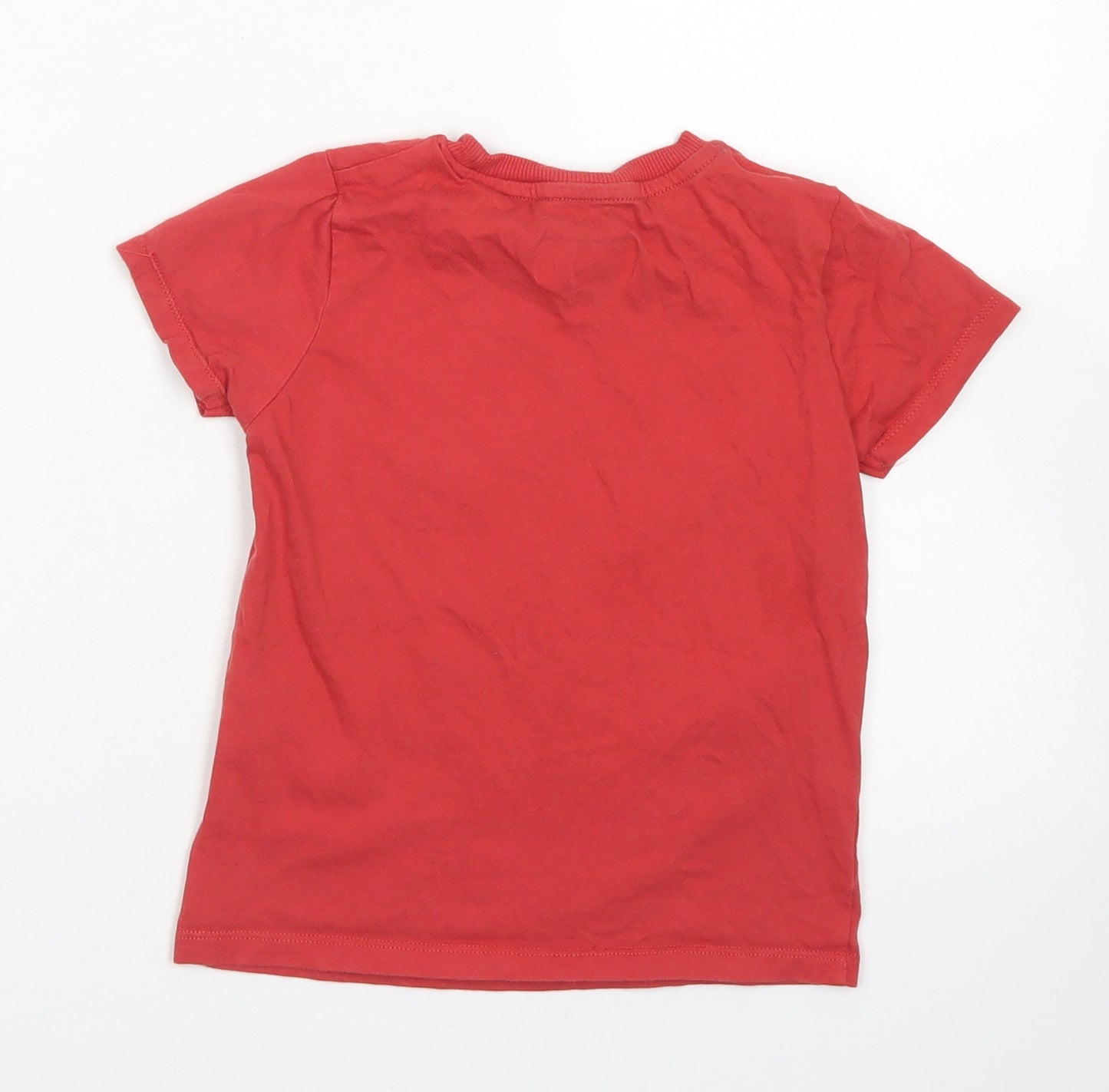 M&S Boys Red  Cotton Basic T-Shirt Size 4-5 Years Crew Neck  - Spider-Man