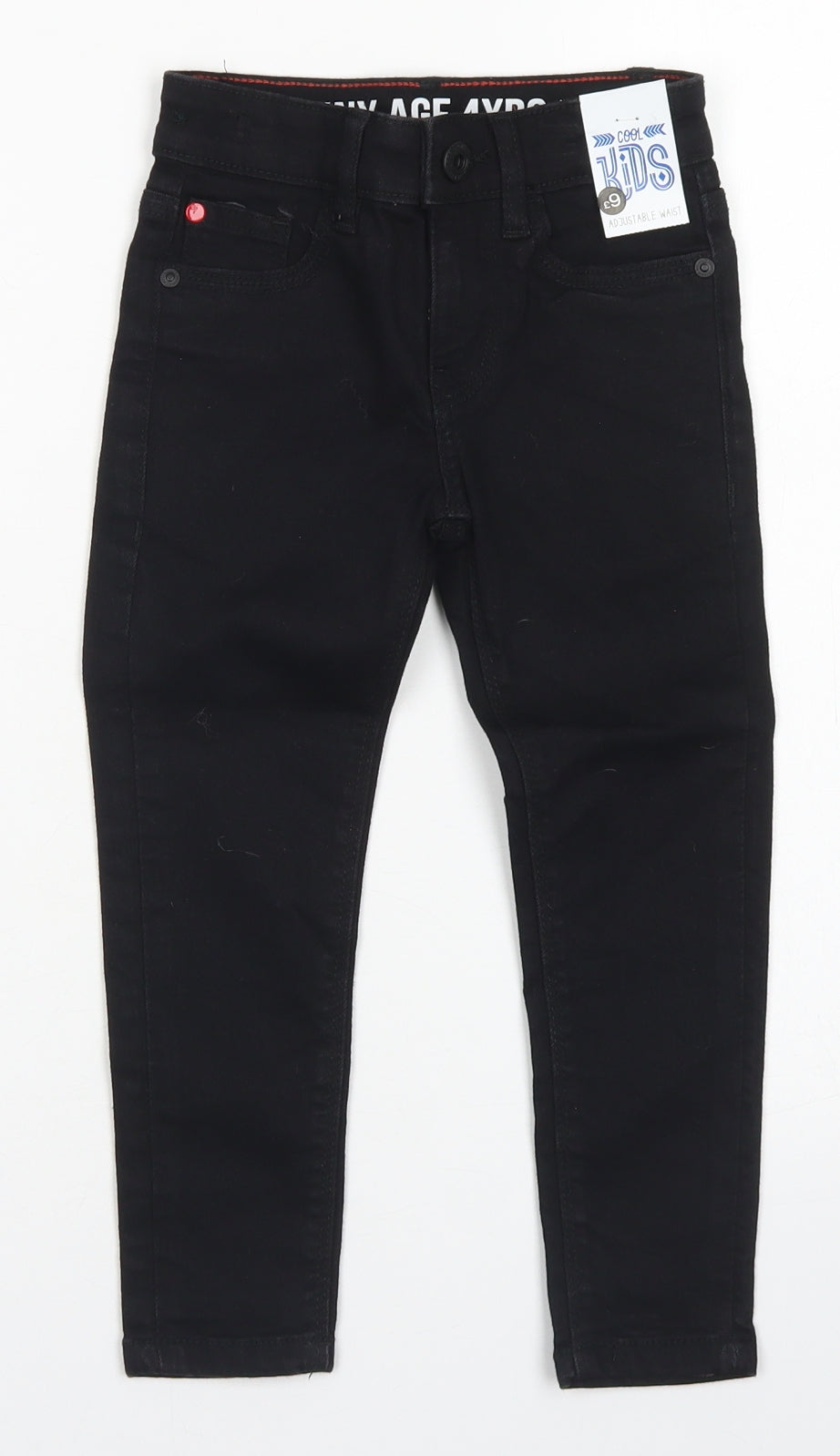 Matalan Boys Black  Cotton Skinny Jeans Size 4 Years  Regular Button