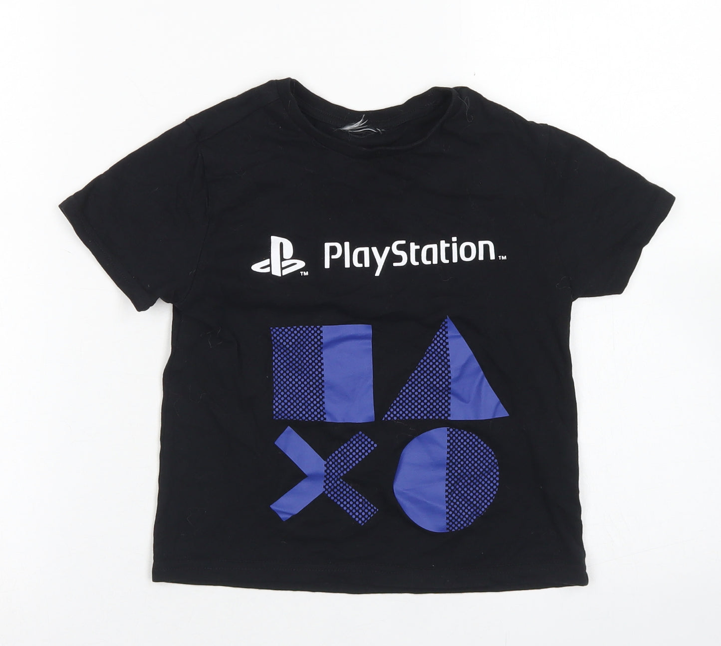 Primark Boys Black  Cotton Basic T-Shirt Size 4-5 Years Crew Neck  - PlayStation